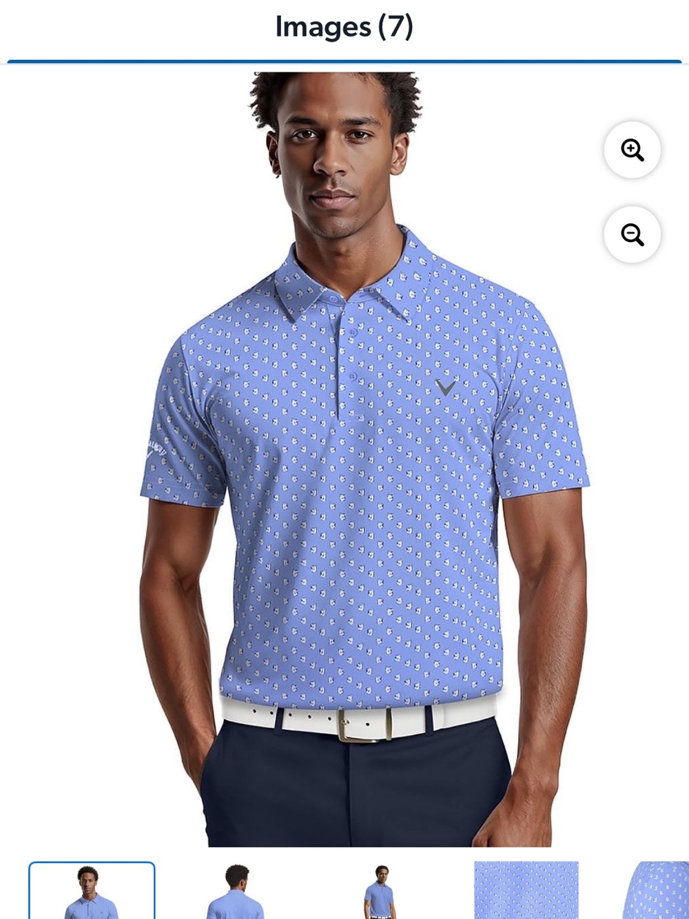 Callaway Light Blue Short-Sleeve Printed Polo